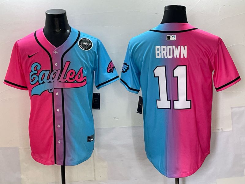 Men 2025 Philadelphia Eagles #11 Brown Blue pink Nike Limited NFL Jersey style 09->youth mlb jersey->Youth Jersey